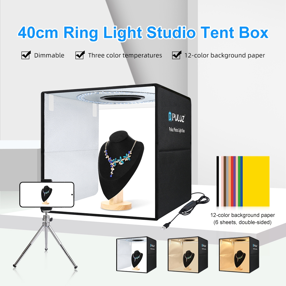 Photography Lighting For Products - PULUZ 40cm 접이식 휴대용 링 라이트