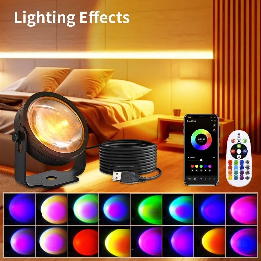 Photography Lighting Diy - 스마트 LED 선셋 프로젝터 램프 투야