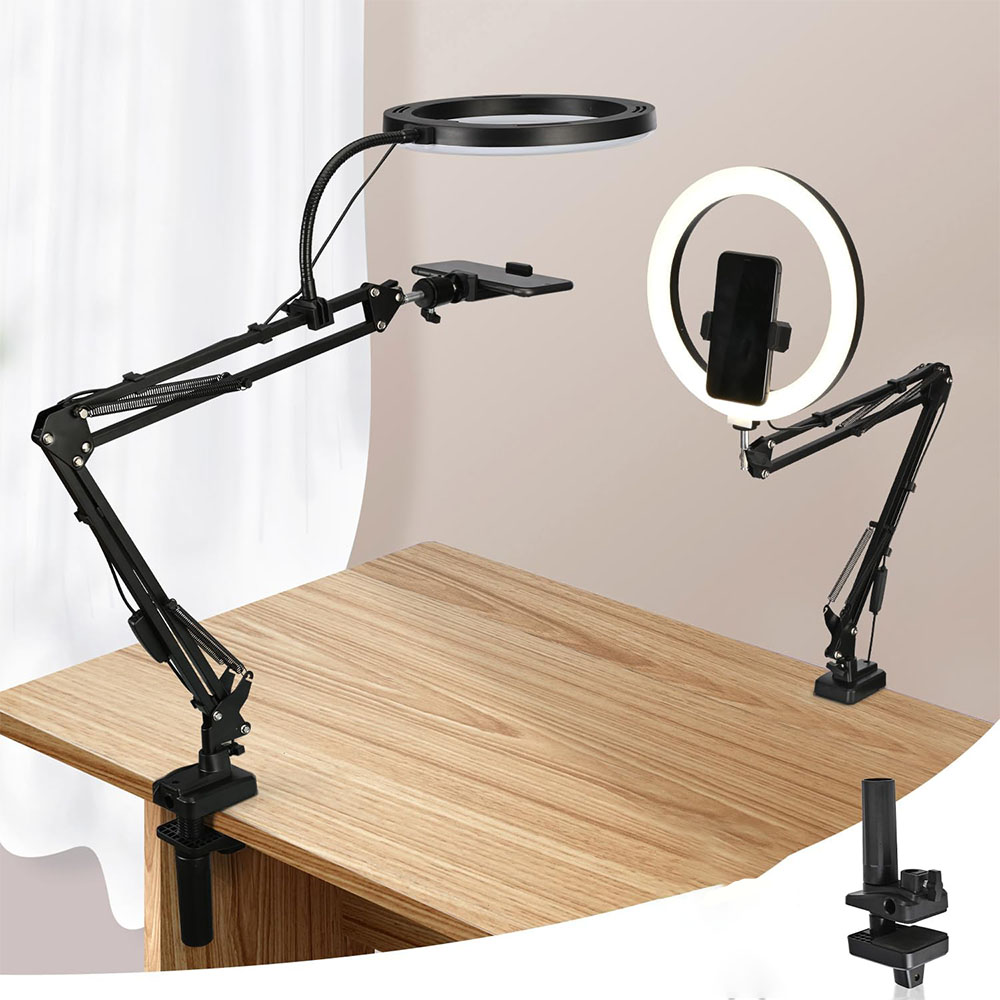 Photography Lighting Overhead - 스탠드와 휴대폰 홀더가 있는 링 라이트,