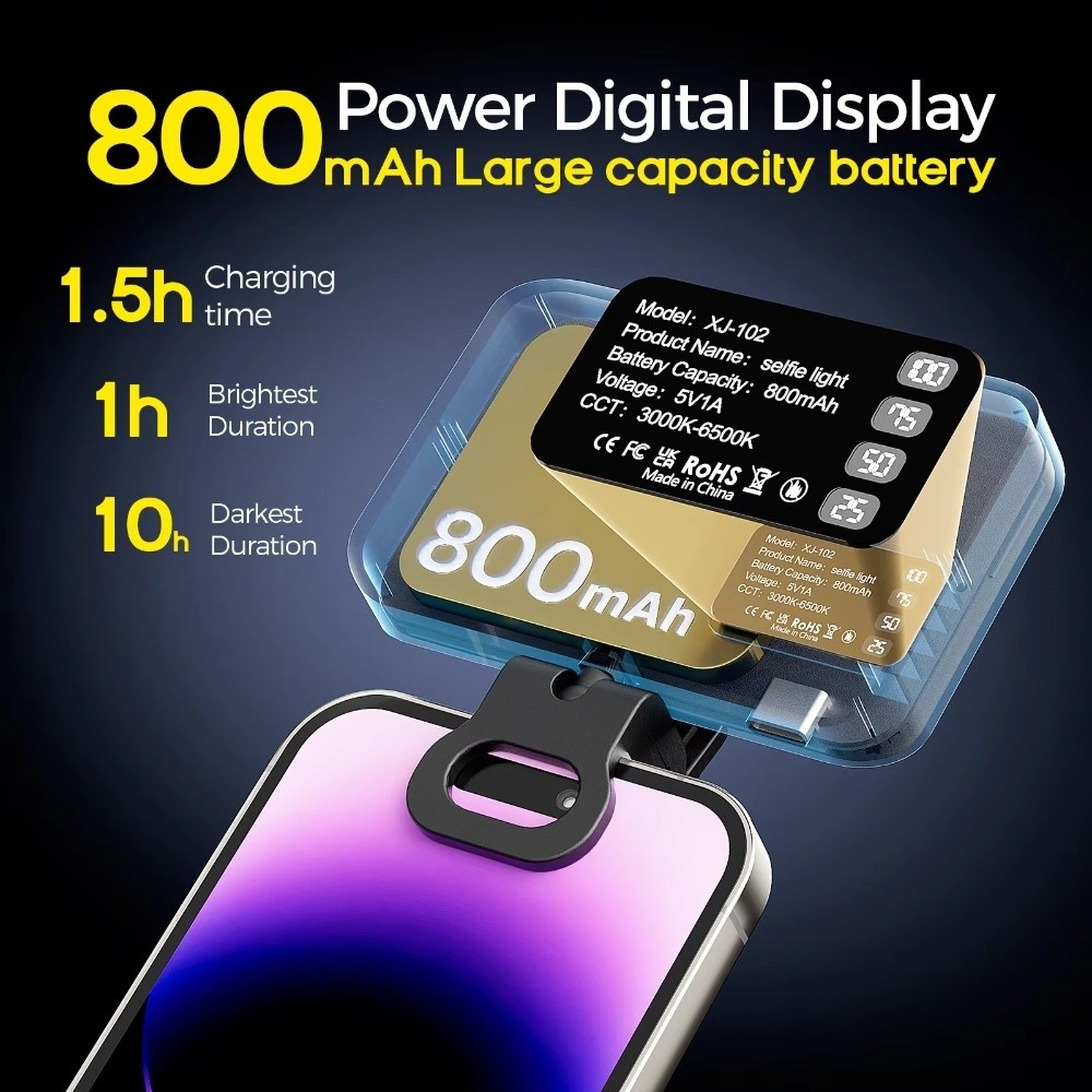 Photography Using Lighting - 800/1000mAh LED 셀카 라이트 3가지 모드