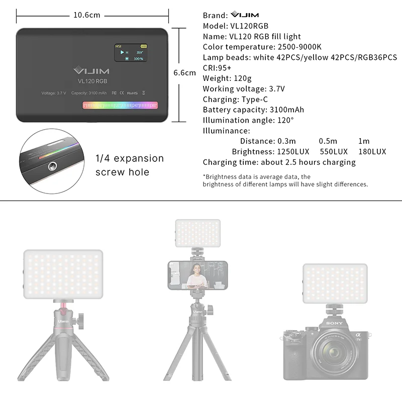 2026 뉴120 RGB 포켓 필 라이트 카메라 범용  - Lighting In Photography 리뷰 및 가격