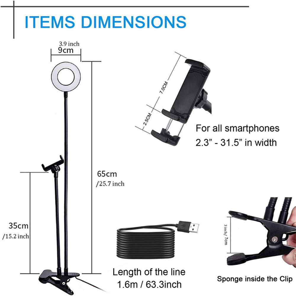 셀카 링 라이트가 있는 범용 플렉시블 휴대폰 거치대,  - Photography Lighting Tool 리뷰 및 가격