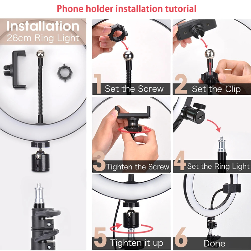비디오 라이트 16/26/33cm 셀카 링 LED 라이 - Photography Lighting Tool 리뷰 및 가격