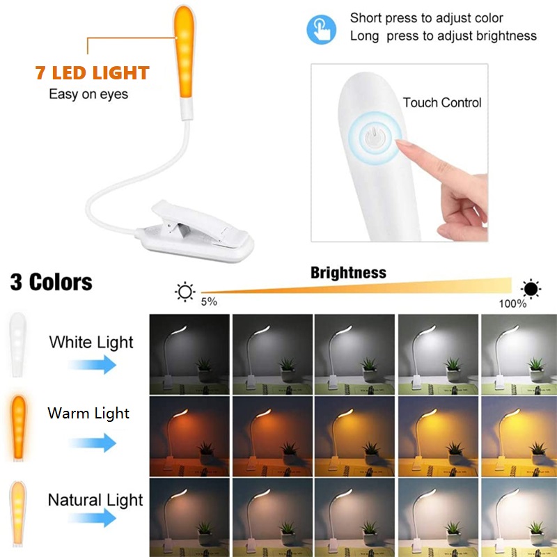 USB 충전식 클립 온 책 빛 3 색 책 램프 어린이를 - Photography Lighting Book 리뷰 및 가격