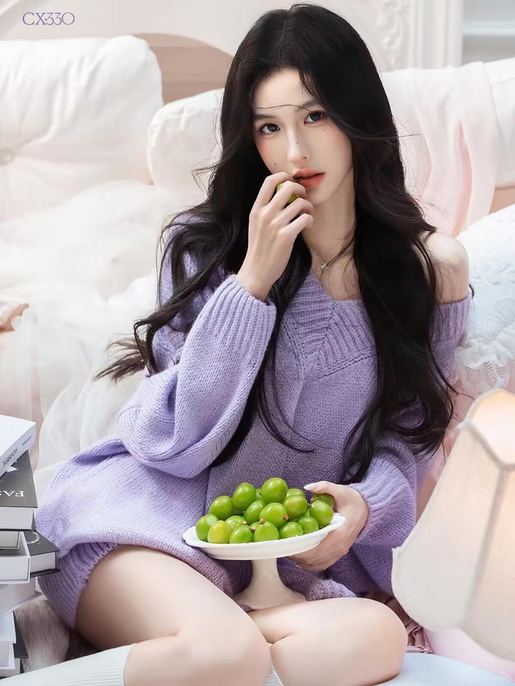 가을 겨울 보라색 스웨터 산소 느낌 홈걸 스타일 나른한 - Photography Lighting Styles 리뷰 및 가격